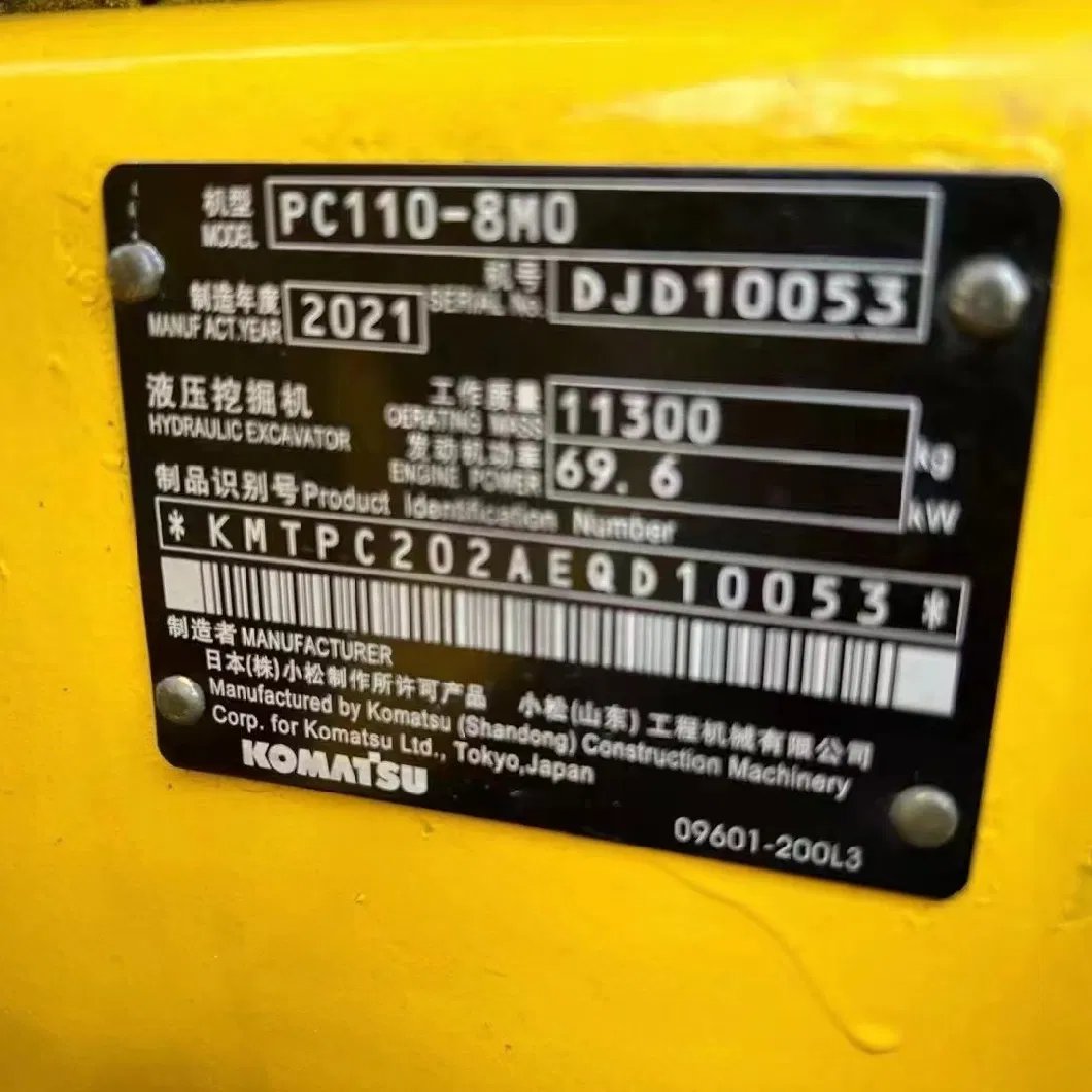 Original Crawler Excavator Komatsu PC 110 Used 11ton Small PC110 Excavator for Sale